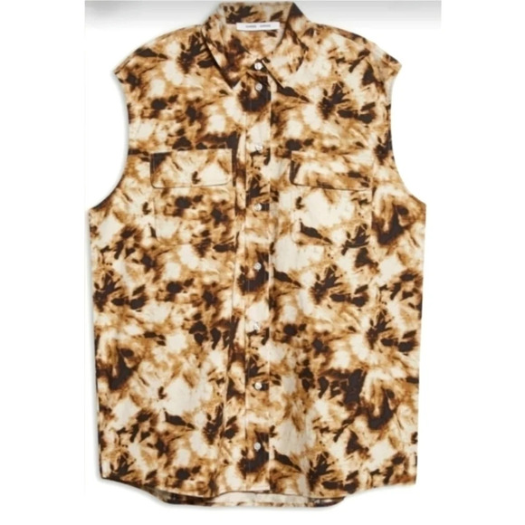 Camo Clay Sleeveless Button Down Shirt - Picture 1 of 5